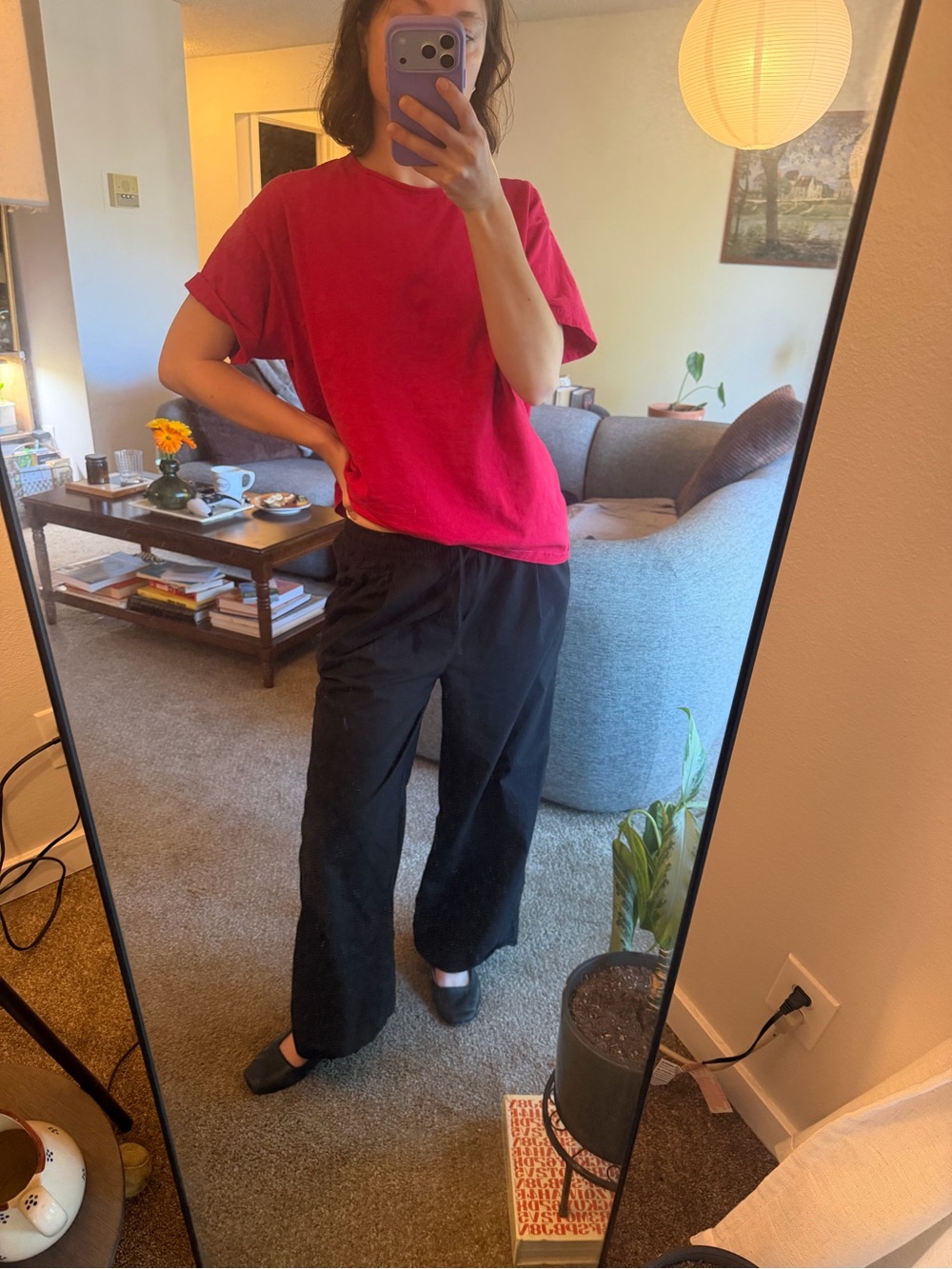 Black pull on drawstring pants